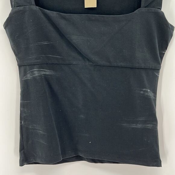 J. Crew Women's Squareneck cap-sleeve top in stretch cotton blend - Black - S - Picture 2 of 6